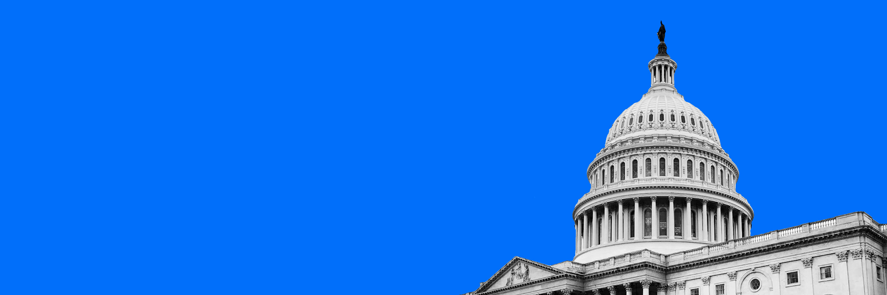 A building against an blue background.